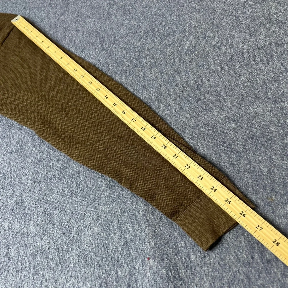 Polo Ralph Lauren Mens V Neck Sweater Brown Pima‎ Cotton Textured Knit XL Hole
